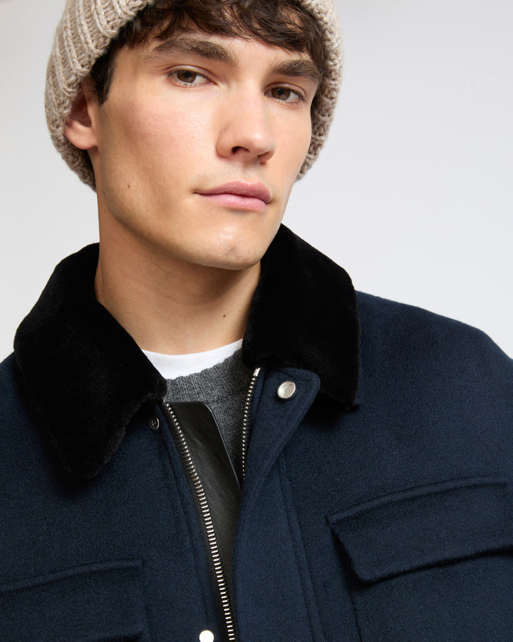 Double-sided wool and cashmere jacket with shaved mink fur trim - Yves Salomon - New Fall Winter Collection