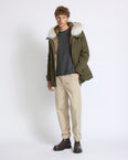 Parka in cotton blend with coyote and rabbit fur