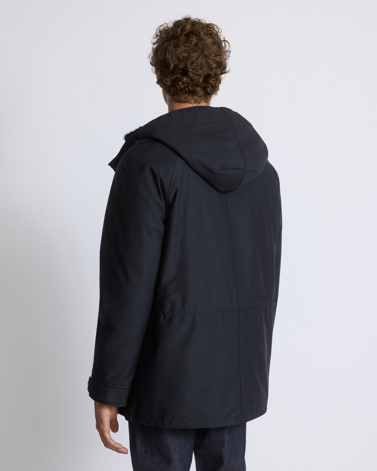 Short parka in waterproof wool-blend technical fabric with long-haired mink fur trim - Yves Salomon - New Fall/Winter Collection