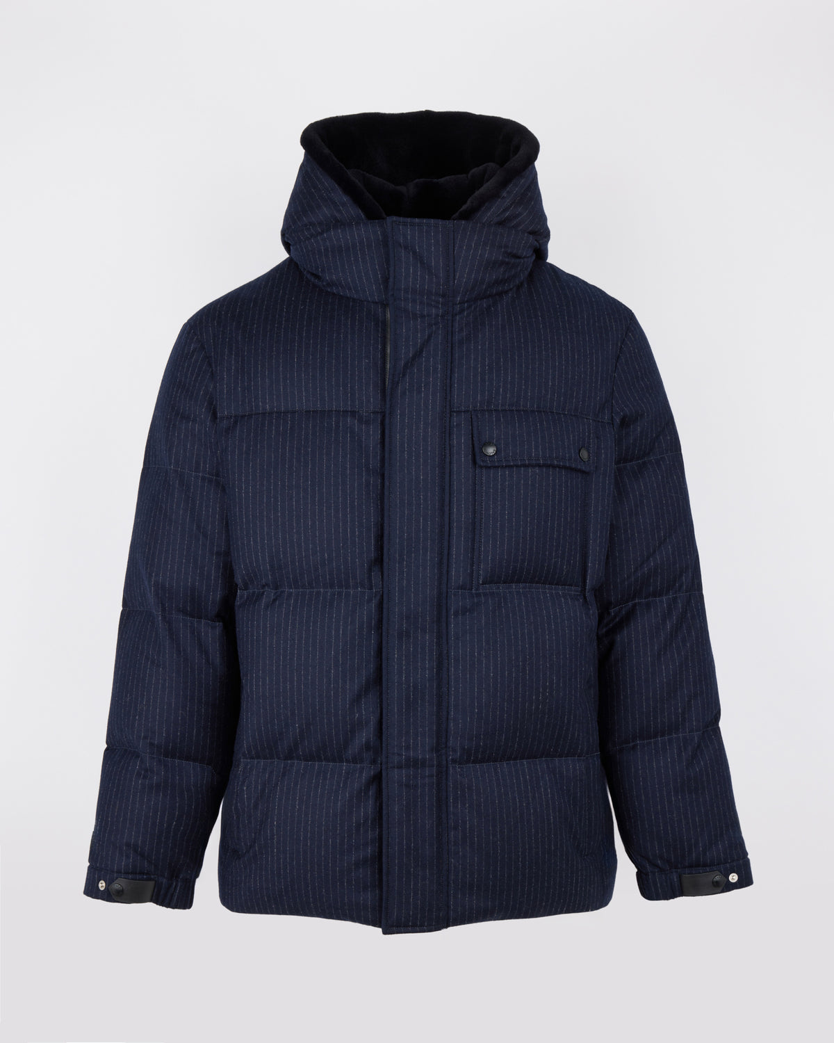Short down jacket in Loro Piana waterproof jacquard fabric with mink fur bib panel - Yves Salomon - New Fall/Winter Collection