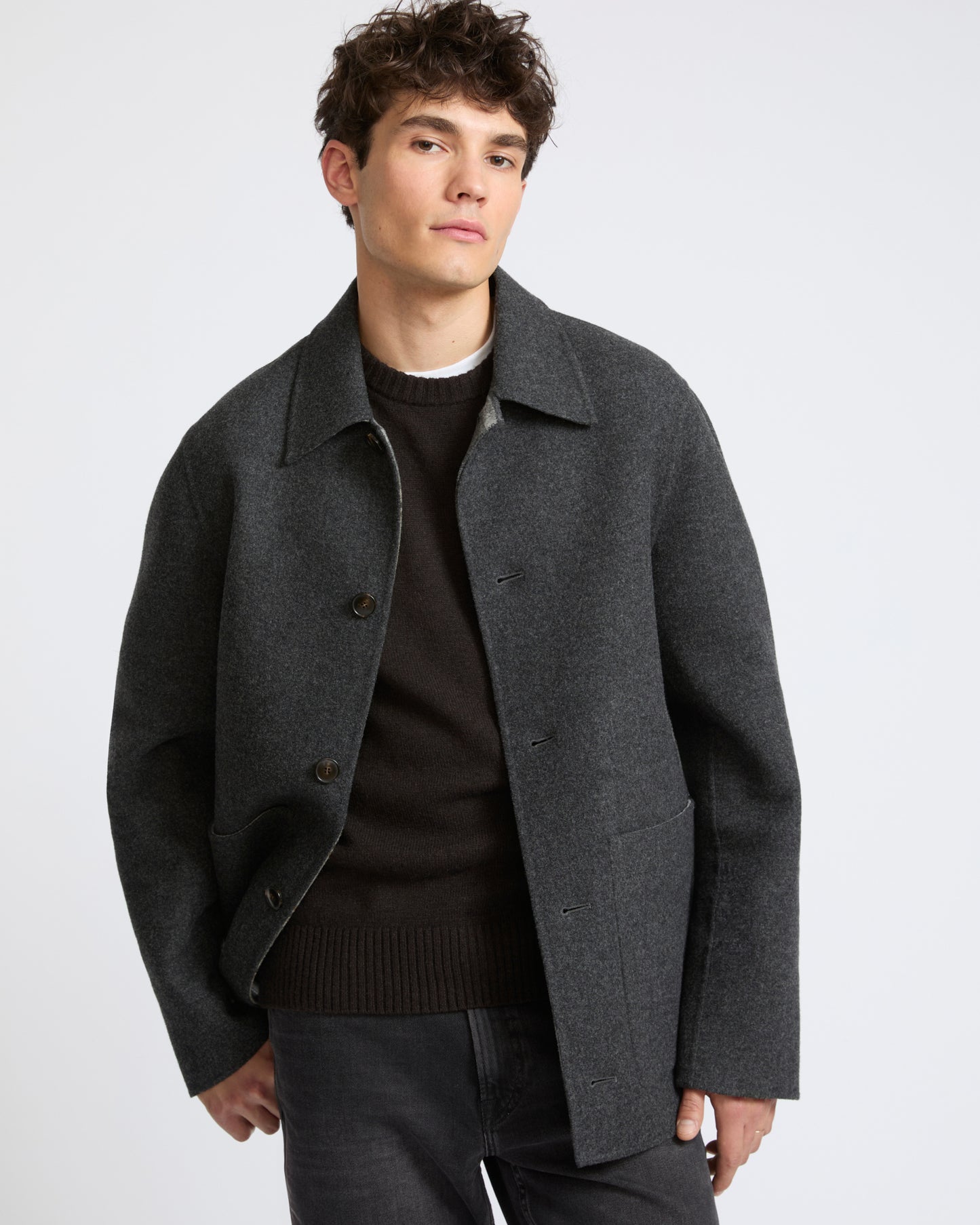 Reversible workwear jacket in double-sided wool - Yves Salomon - New Fall Winter Collection