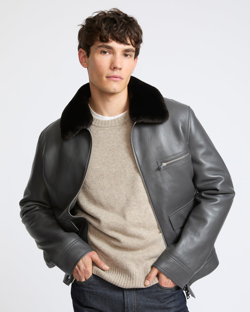 Lambskin leather jacket with pressed Merino shearling - Yves Salomon - New Fall Winter Collection