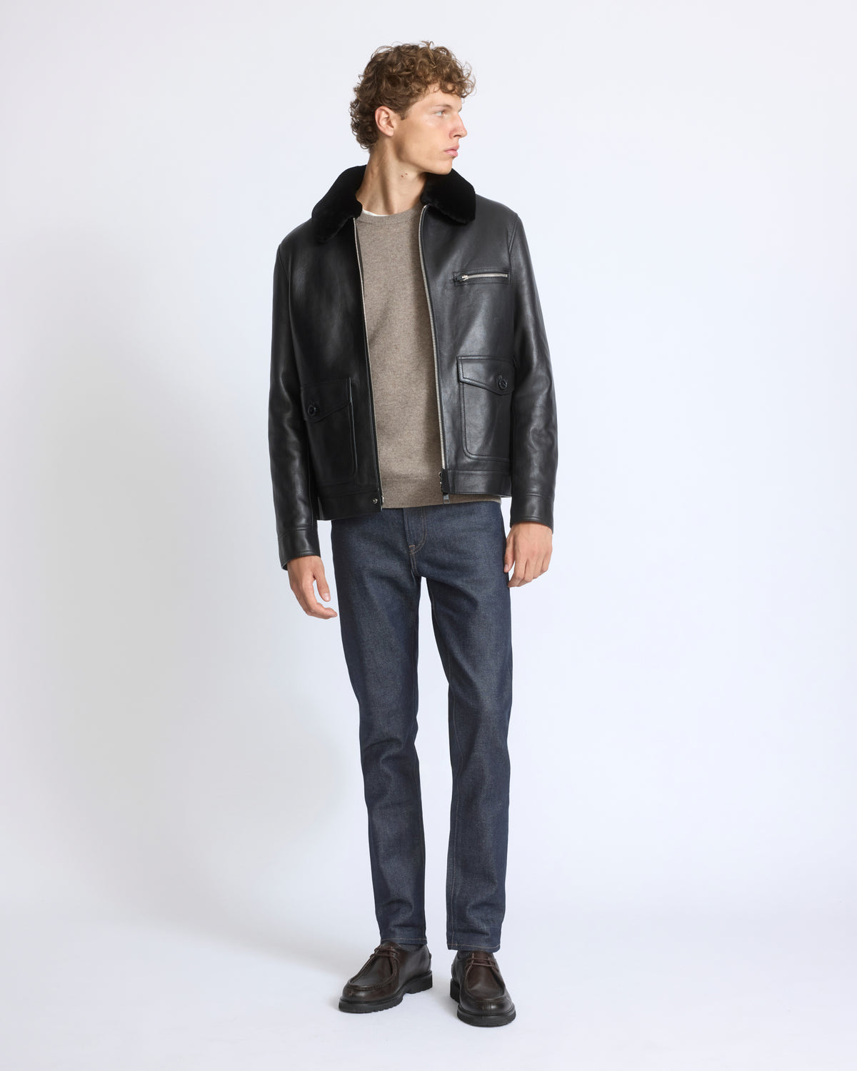 Lambskin leather jacket with pressed Merino shearling - Yves Salomon - New Fall/Winter Collection