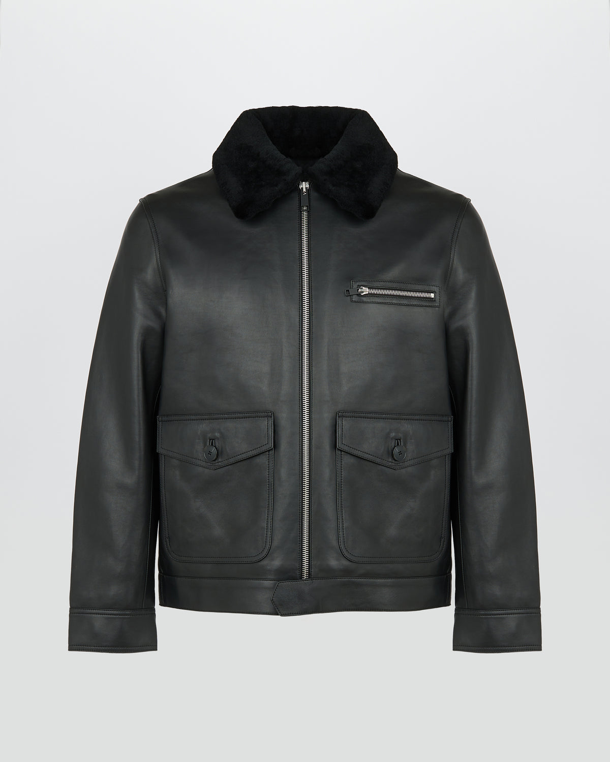 Lambskin leather jacket with pressed Merino shearling - Yves Salomon - New Fall/Winter Collection