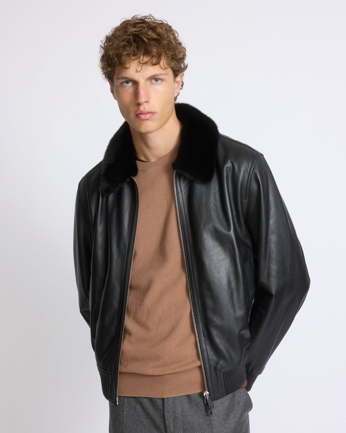 Fine lambskin leather jacket with mink fur collar - Yves Salomon - New Fall/Winter Collection