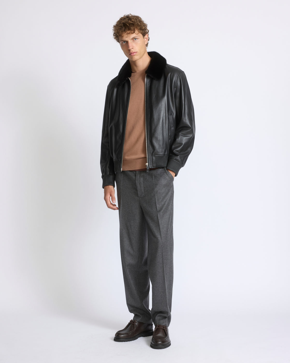 Fine lambskin leather jacket with mink fur collar - Yves Salomon - New Fall/Winter Collection