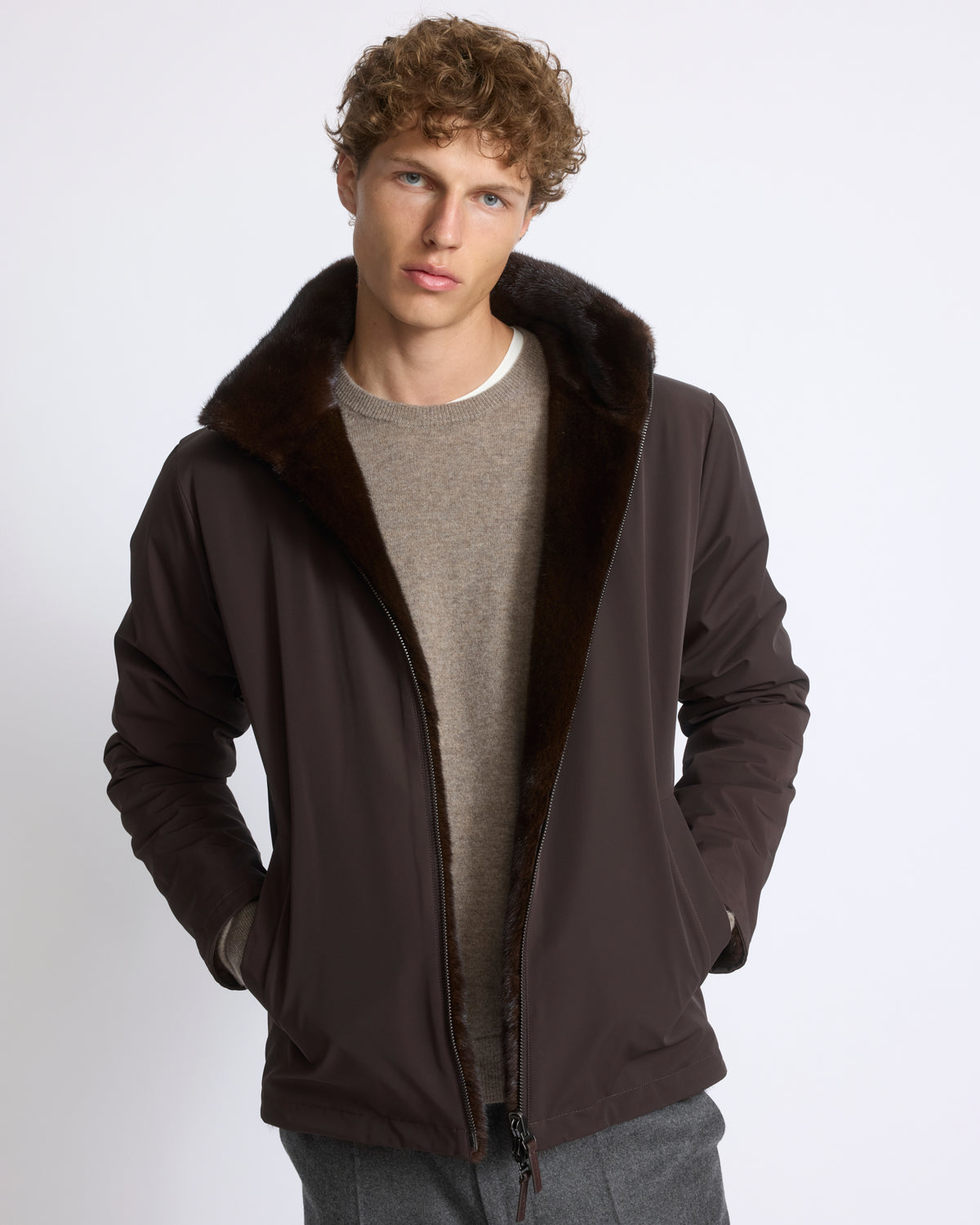 Reversible long-haired mink fur and technical fabric jacket - Yves Salomon - New Fall/Winter Collection