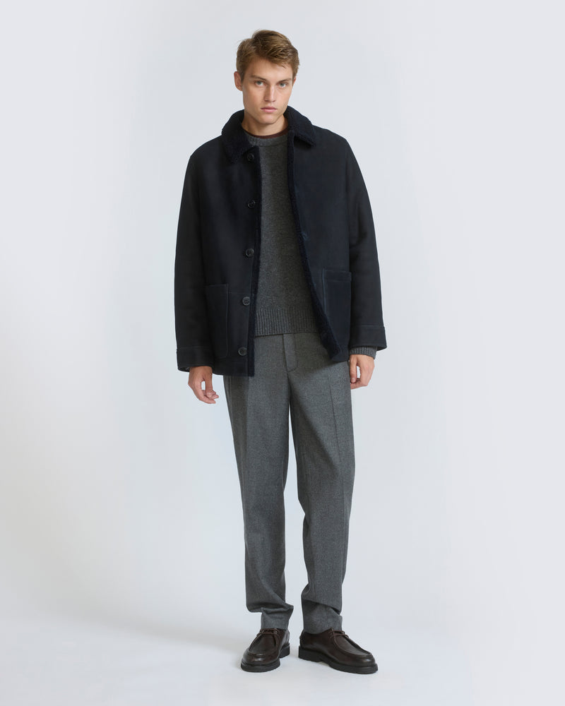 Suede lambskin shearling jacket with curly wool - Yves Salomon - New Fall/Winter Collection