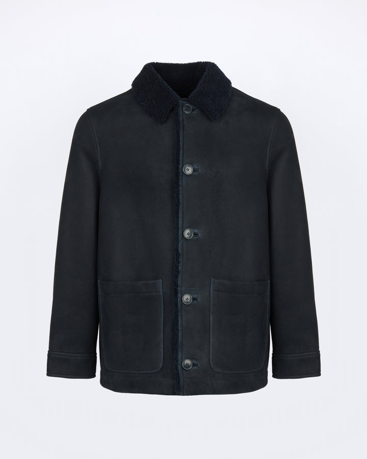 Suede lambskin shearling jacket with curly wool