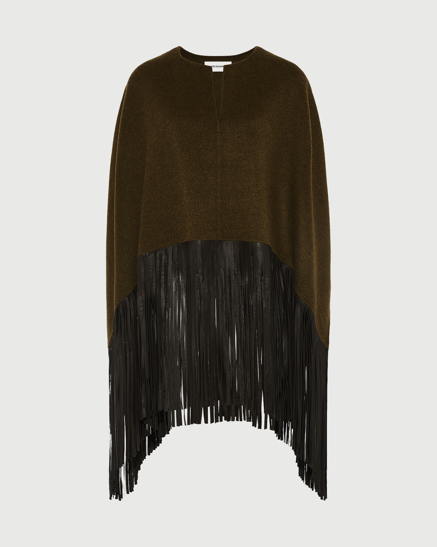 Double face wool and cashmere cape with lambskin leather fringes - Yves Salomon - New Fall Winter Collection