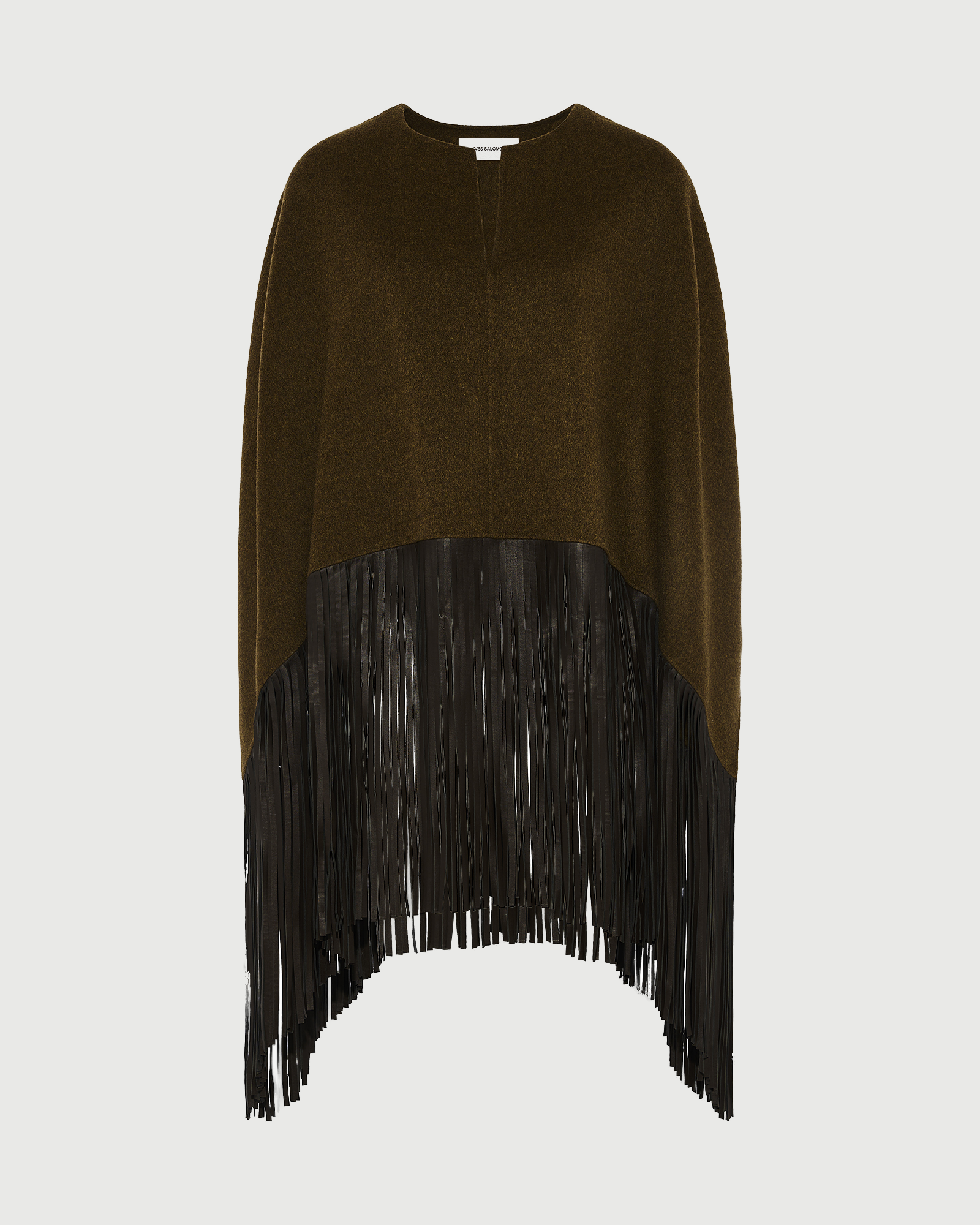 Double face wool and cashmere cape with lambskin leather fringes - Yves Salomon - New Fall Winter Collection