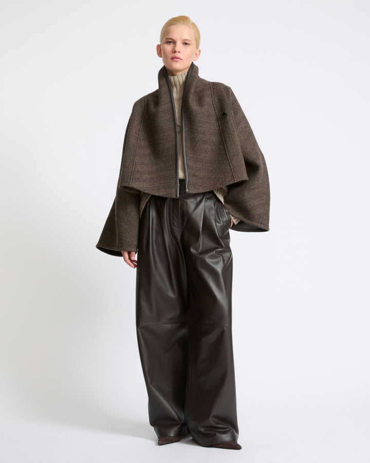 Herringbone double-sided wool cape jacket - Yves Salomon - New Fall Winter Collection