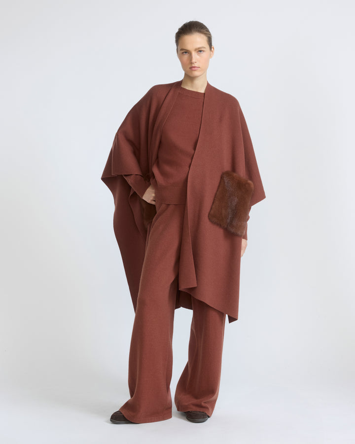 Merino knit poncho with mink fur - Yves Salomon - New Fall/Winter Collection