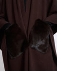 Merino knit poncho with mink fur