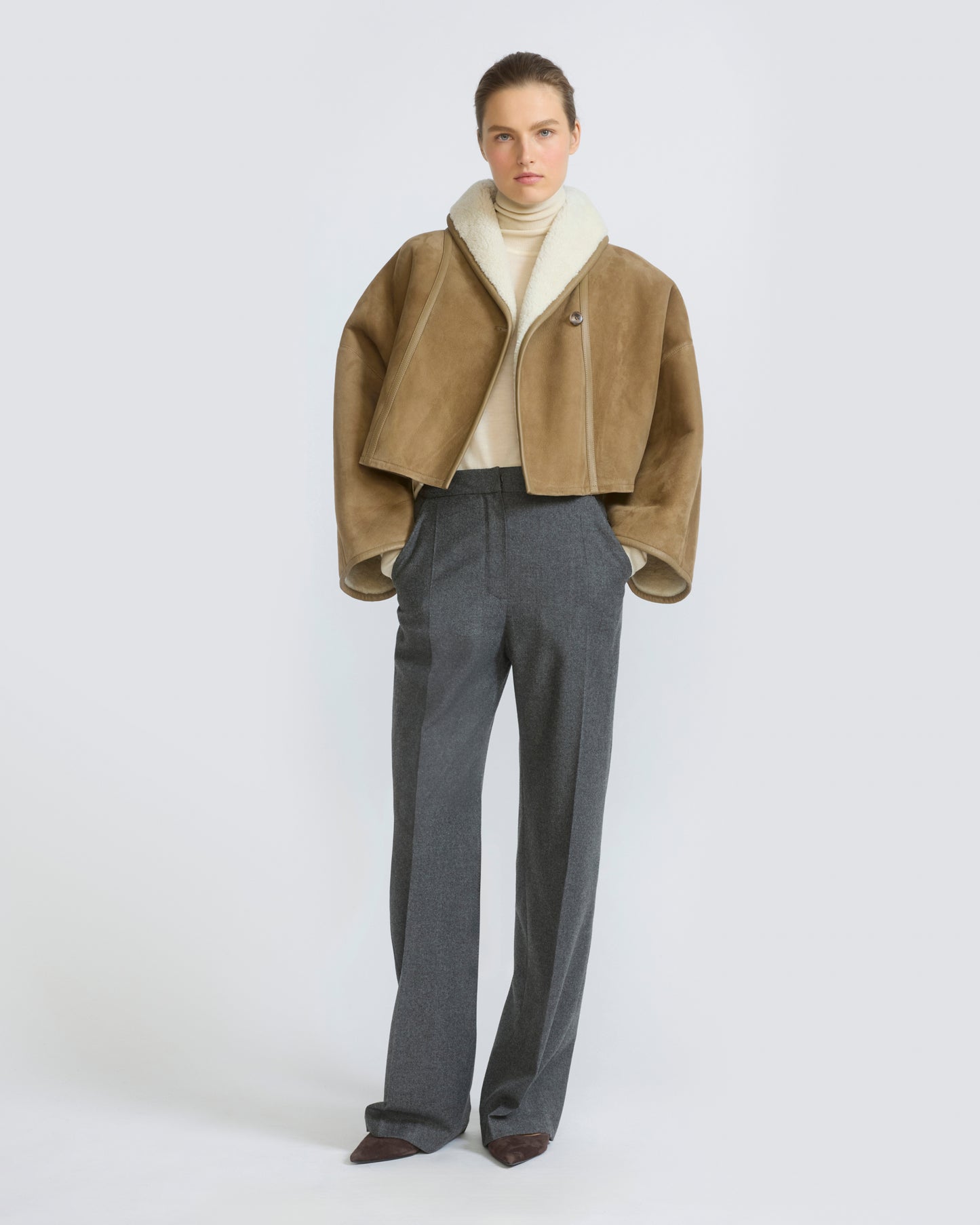 Short lambskin shearling cape - Yves Salomon - New Fall/Winter Collection