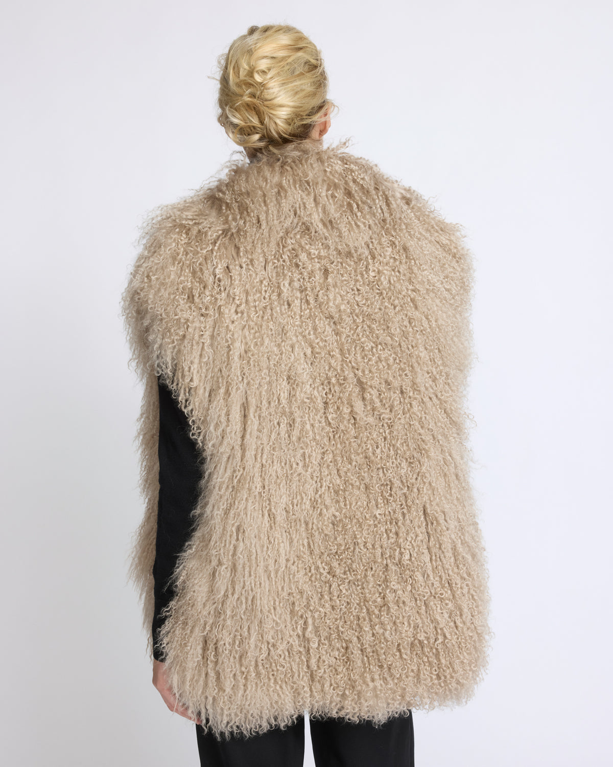 Merino knit gilet with curly long-haired lambskin - Yves Salomon - New Fall/Winter Collection