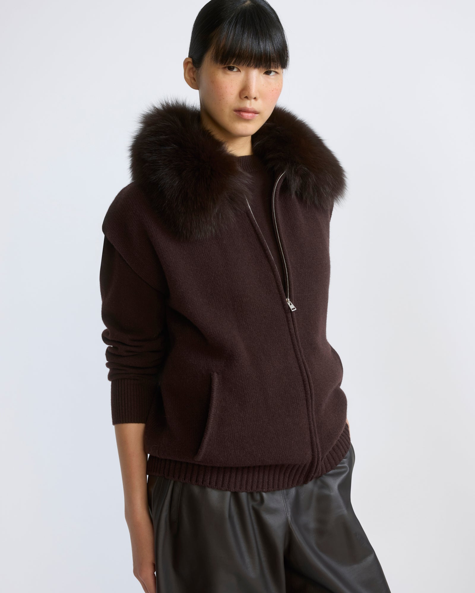 Merino knit and fox fur jacket - Yves Salomon - New Fall/Winter Collection