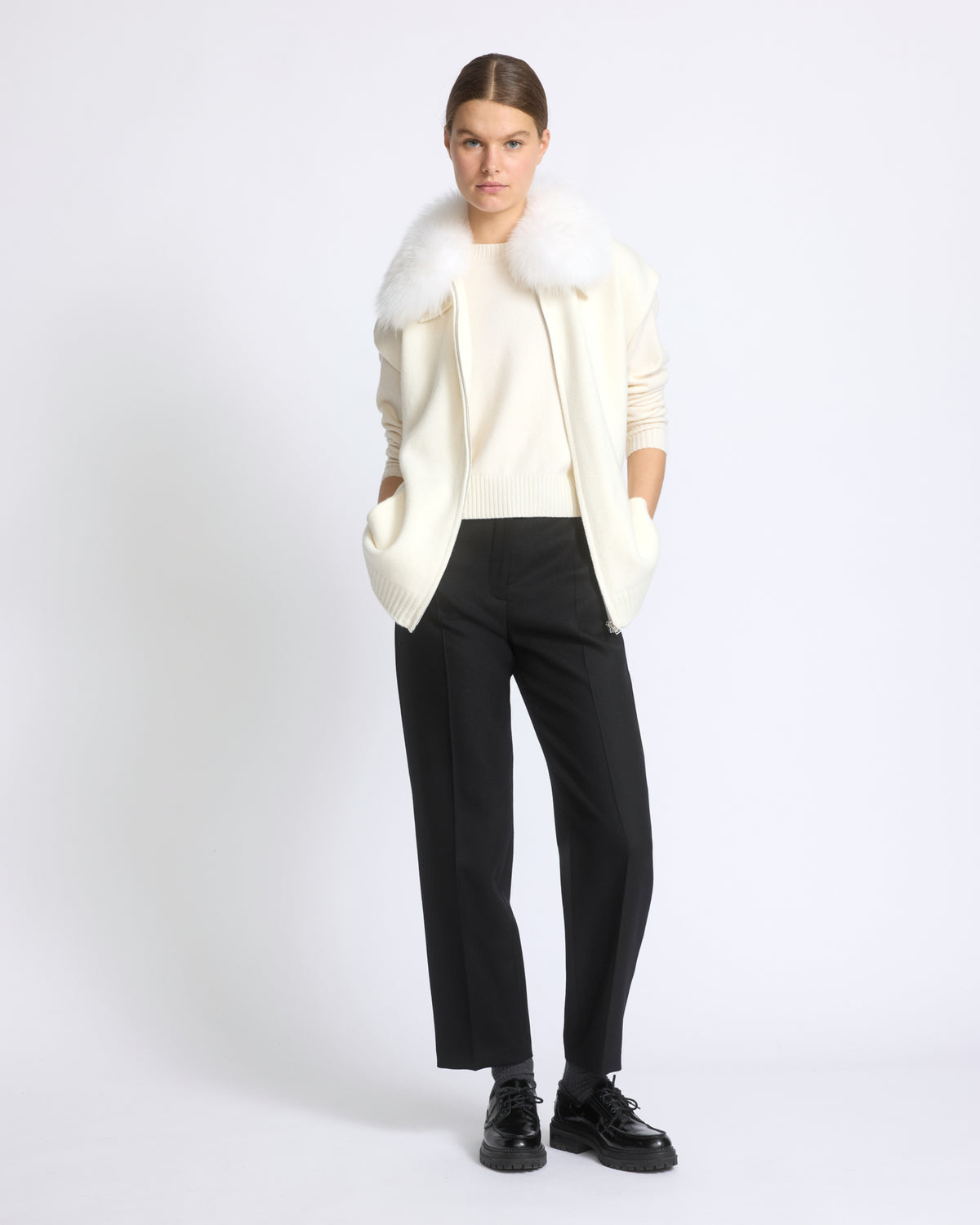 Merino knit and fox fur jacket - Yves Salomon - New Fall/Winter Collection
