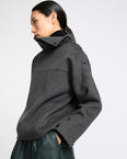 Double-sided wool funnel neck blouse