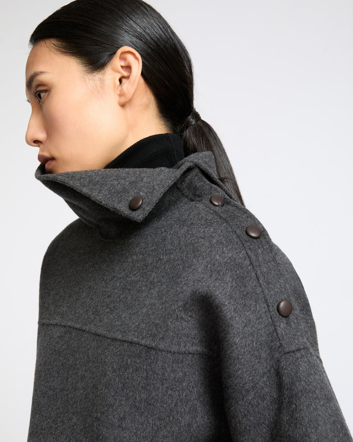 Double-sided wool funnel neck blouse - Yves Salomon - New Fall Winter Collection