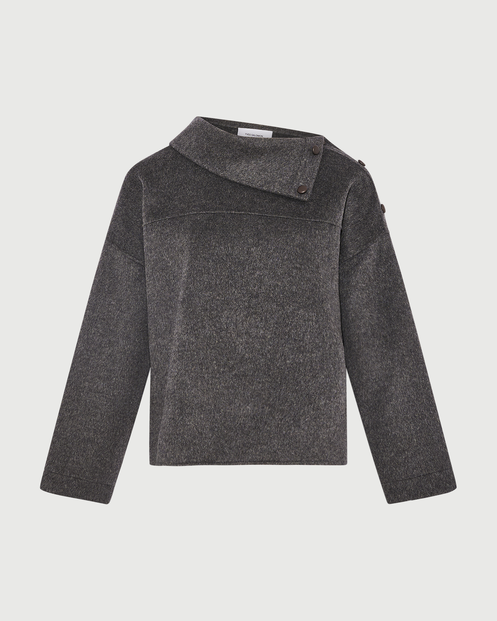 Double-sided wool funnel neck blouse - Yves Salomon - New Fall Winter Collection