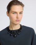Silk crepe top with necklace