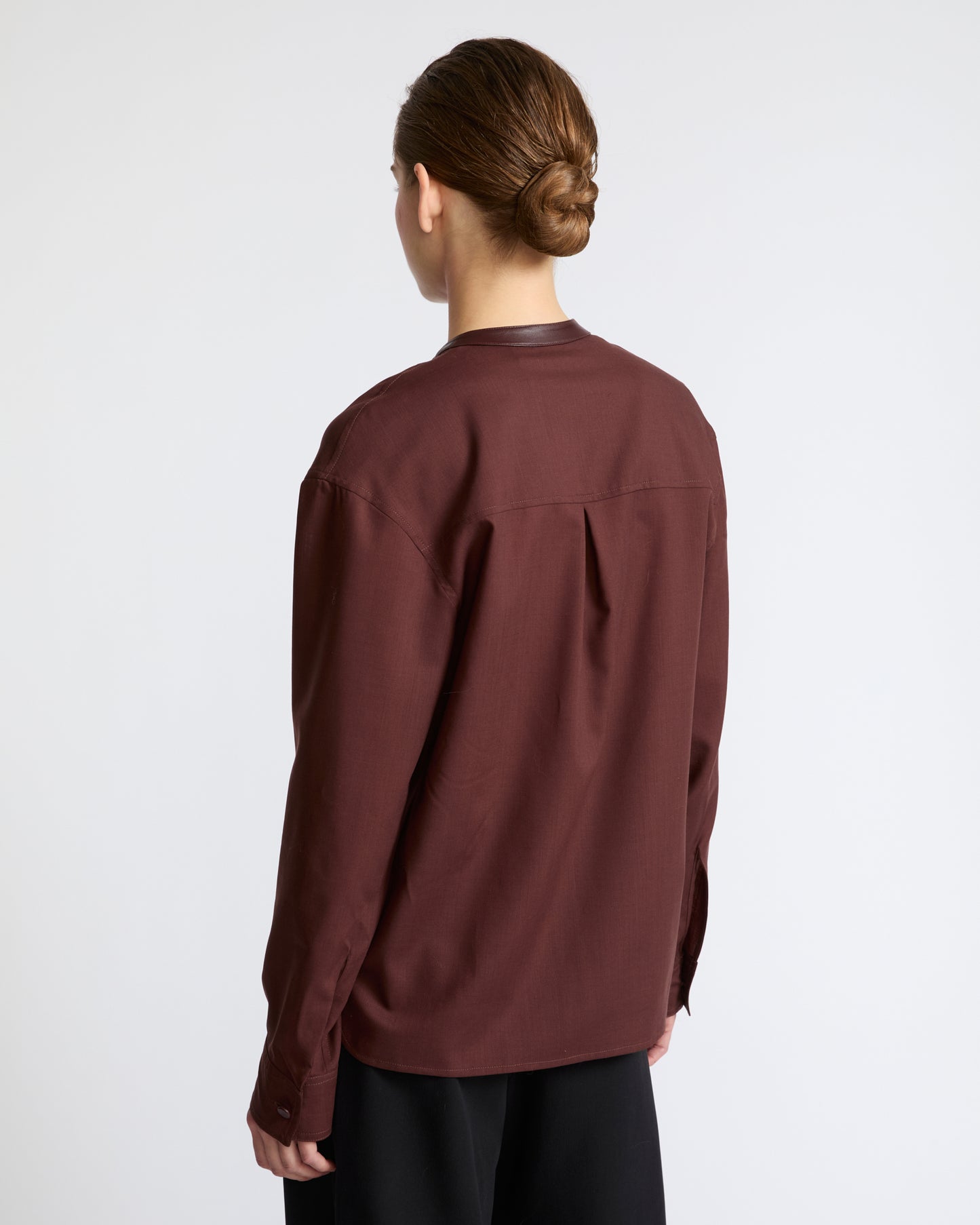 Wool voile shirt with leather details - Yves Salomon - New Fall Winter Collection