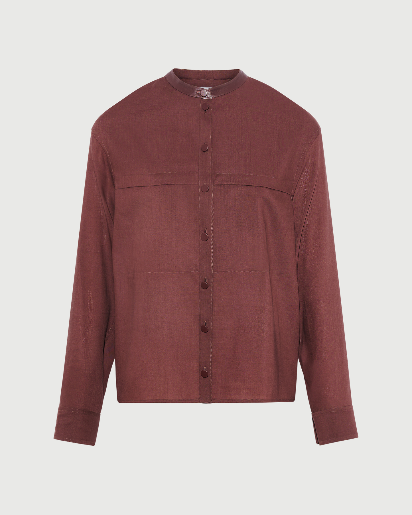 Wool voile shirt with leather details - Yves Salomon - New Fall Winter Collection