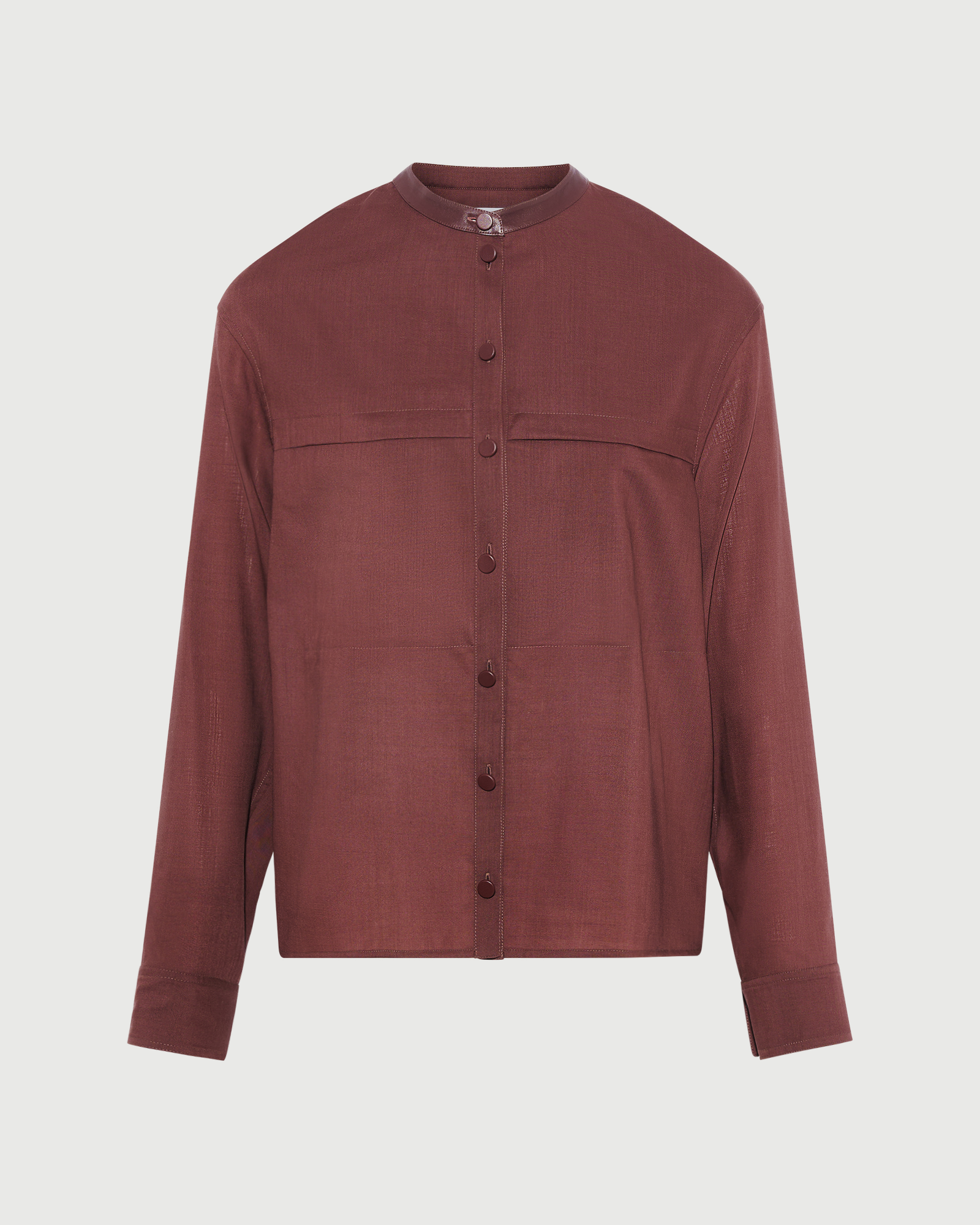 Wool voile shirt with leather details - Yves Salomon - New Fall Winter Collection