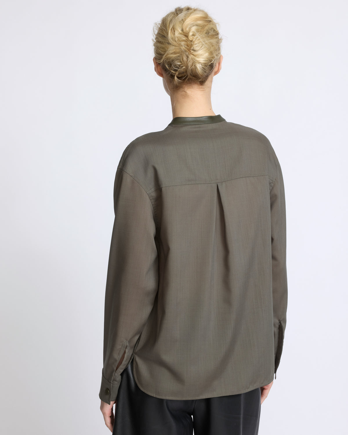 Wool voile shirt with leather details - Yves Salomon - New Fall/Winter Collection