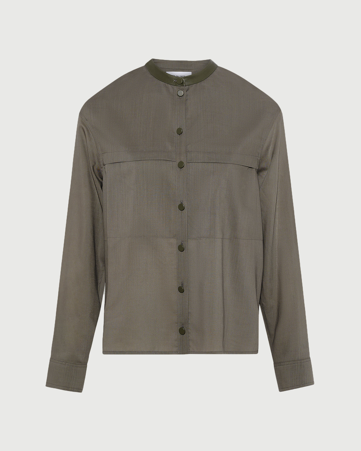 Wool voile shirt with leather details