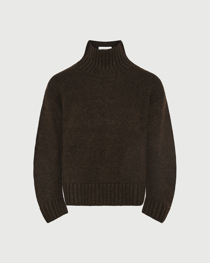100% cashmere knit funnel neck sweater