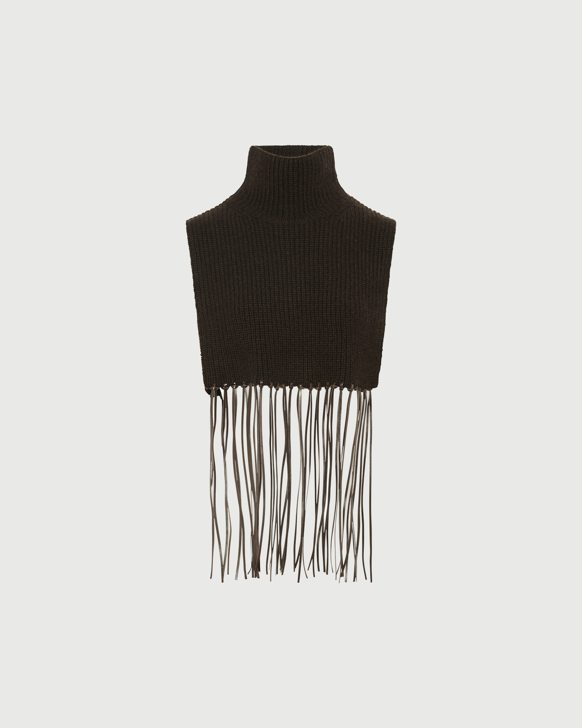 100% cashmere knit bib with leather fringes - Yves Salomon - New Fall Winter Collection
