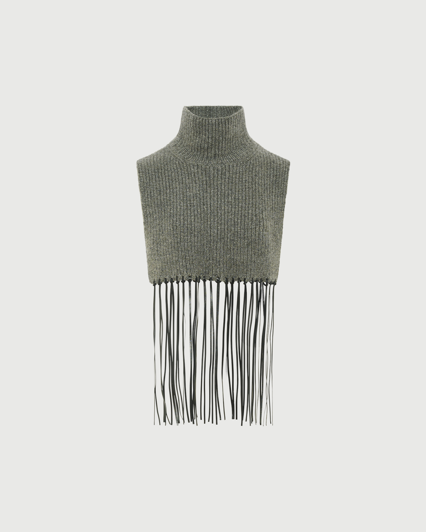 100% cashmere knit bib with leather fringes - Yves Salomon - New Fall Winter Collection