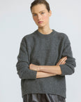 100% cashmere knit crew neck sweater