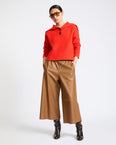 Buttoned sailor collar knit sweater