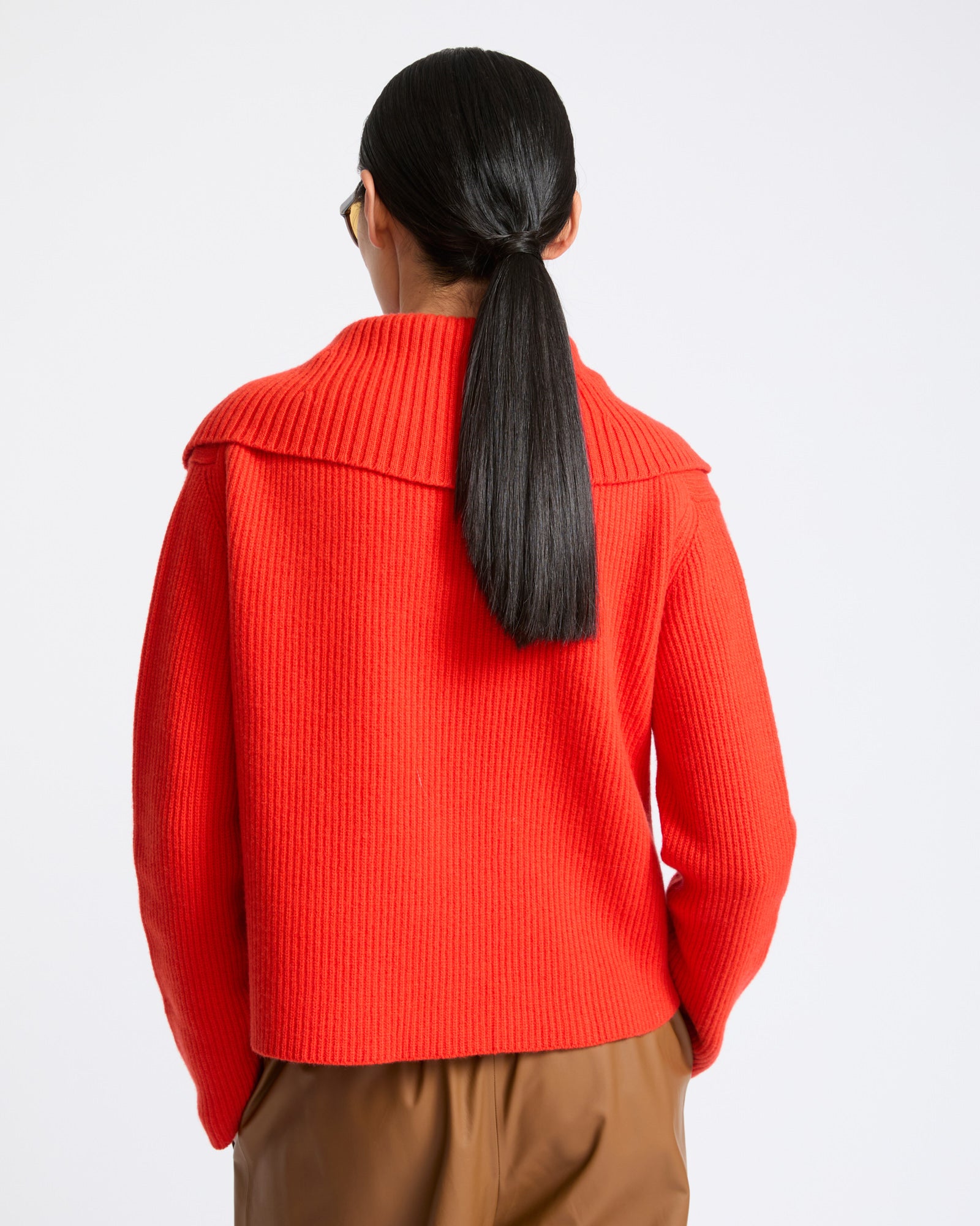 Buttoned sailor collar knit sweater - Yves Salomon - New Fall Winter Collection