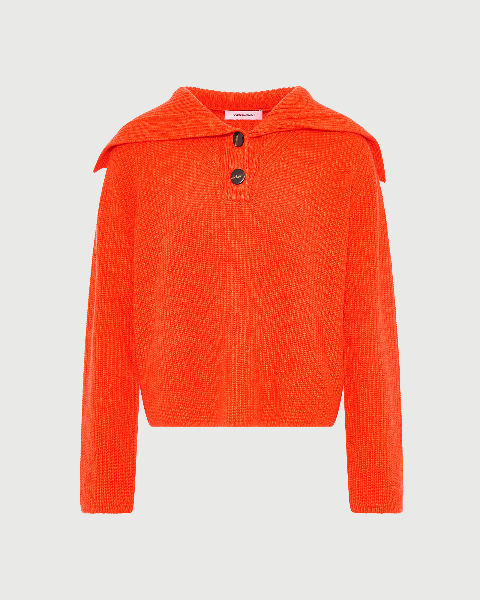 Buttoned sailor collar knit sweater - Yves Salomon - New Fall Winter Collection