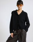 Sailor collar knit cardigan