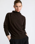 Fine 100% cashmere knit sweater with scarf collar