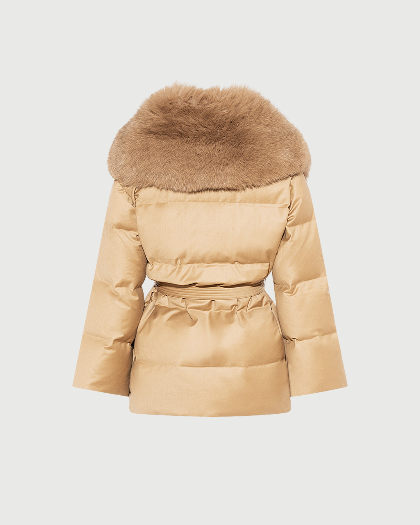 Long double-breasted down jacket in Loro Piana fabric with detachable fox fur collar - Yves Salomon - New Fall Winter Collection