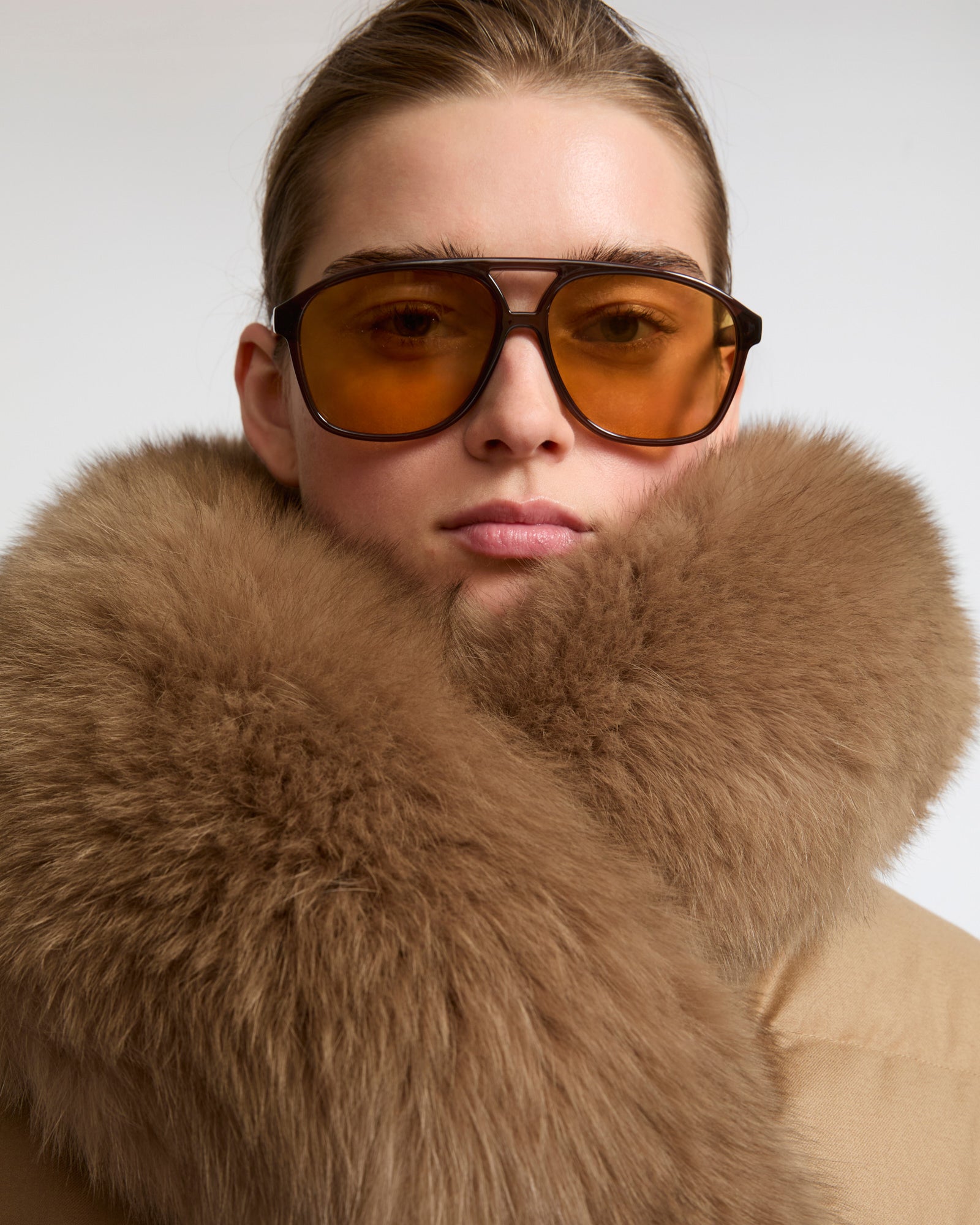 Long double-breasted down jacket in Loro Piana fabric with detachable fox fur collar - Yves Salomon - New Fall Winter Collection