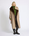 Double-sided wool and cashmere coat with mink fur