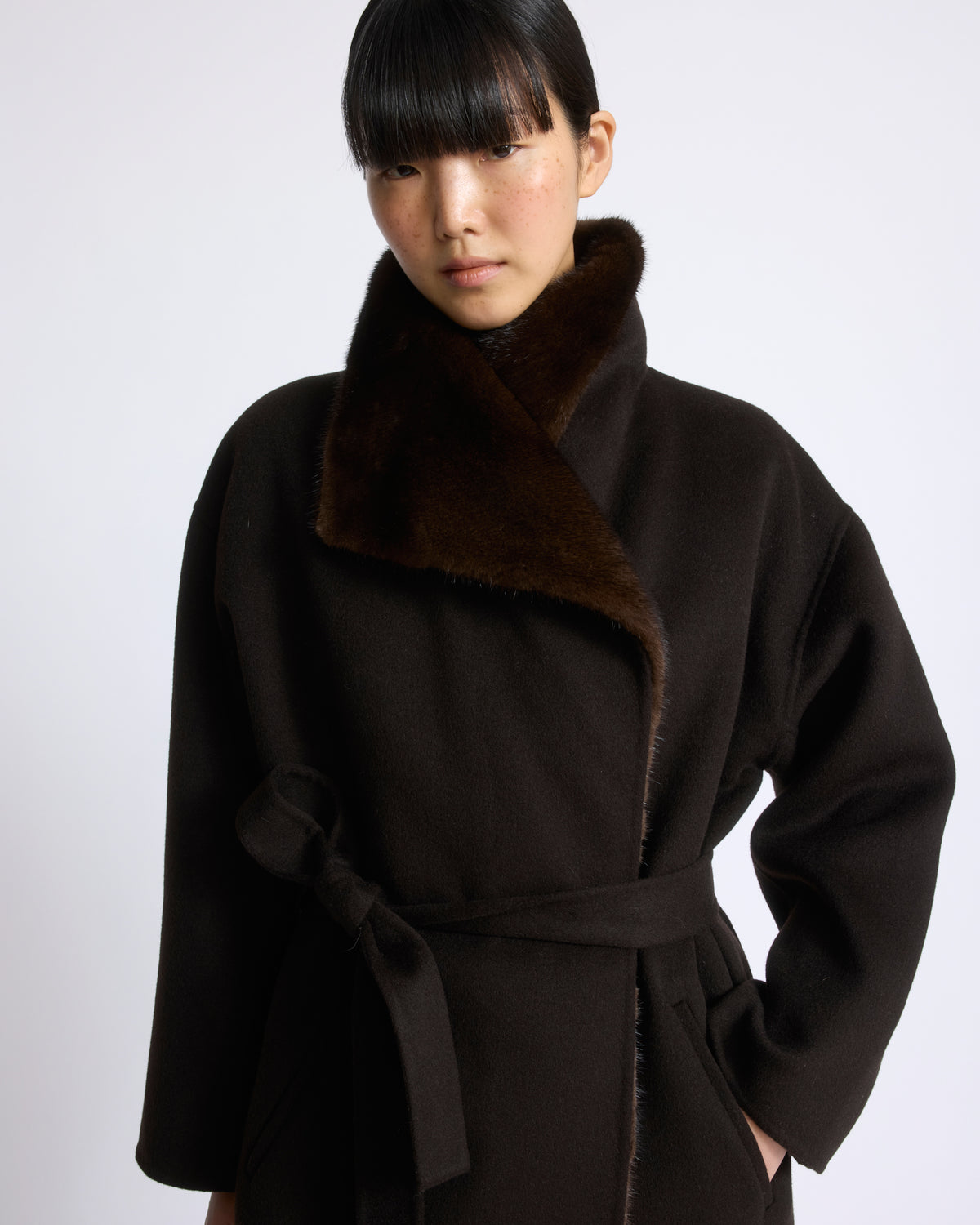 Double-sided wool and cashmere coat with mink fur - Yves Salomon - New Fall/Winter Collection