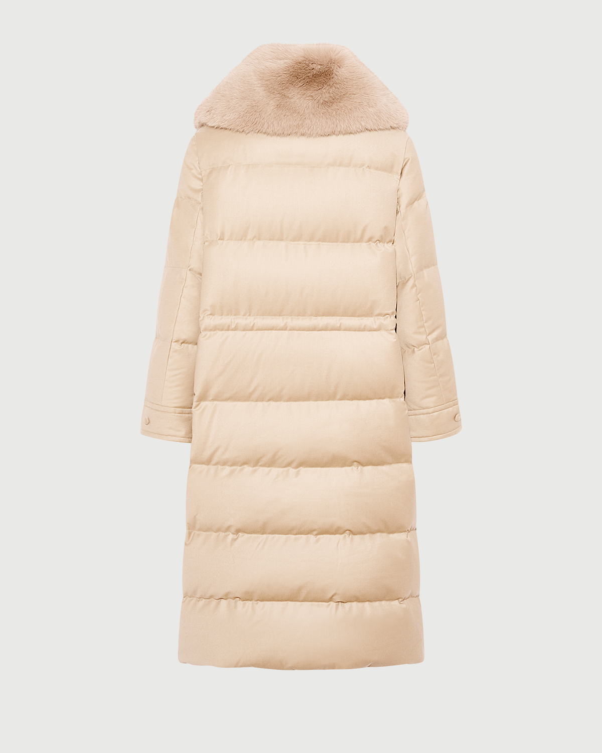Long straight down jacket in Loro Piana fabric with detachable fox fur collar - Yves Salomon - New Fall Winter Collection