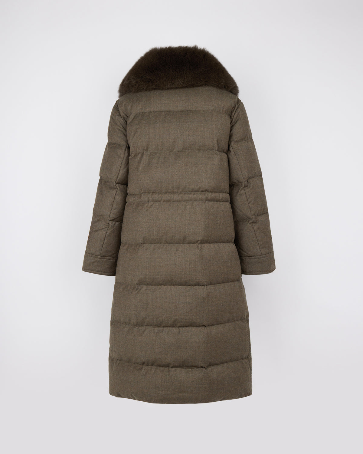 Long straight down jacket with detachable fox fur collar - Yves Salomon - New Fall/Winter Collection