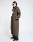 Herringbone double-sided wool coat