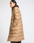 Long down jacket in Loro Piana fabric with detachable mink fur collar