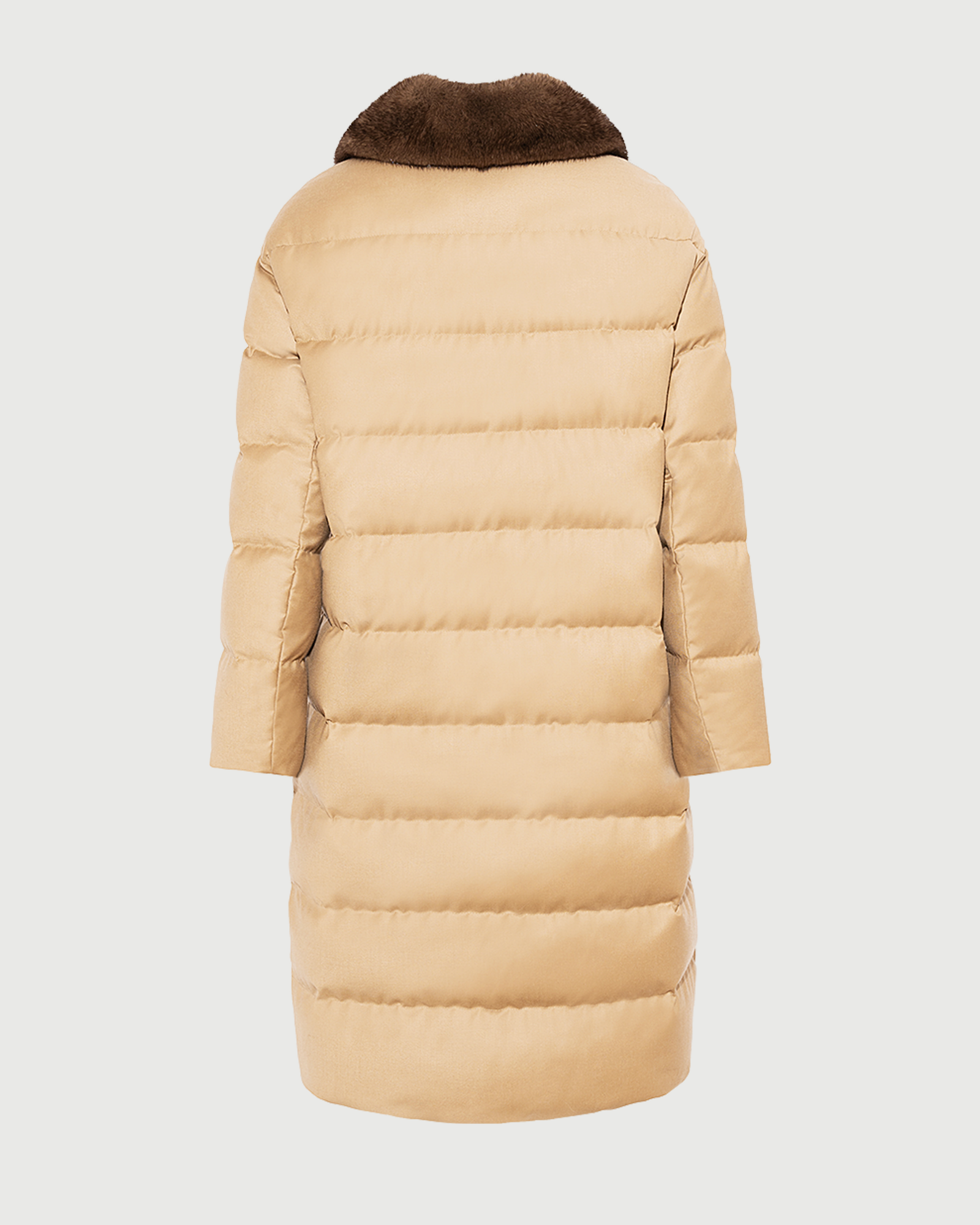 Long down jacket in Loro Piana fabric with detachable mink fur collar - Yves Salomon - New Fall Winter Collection