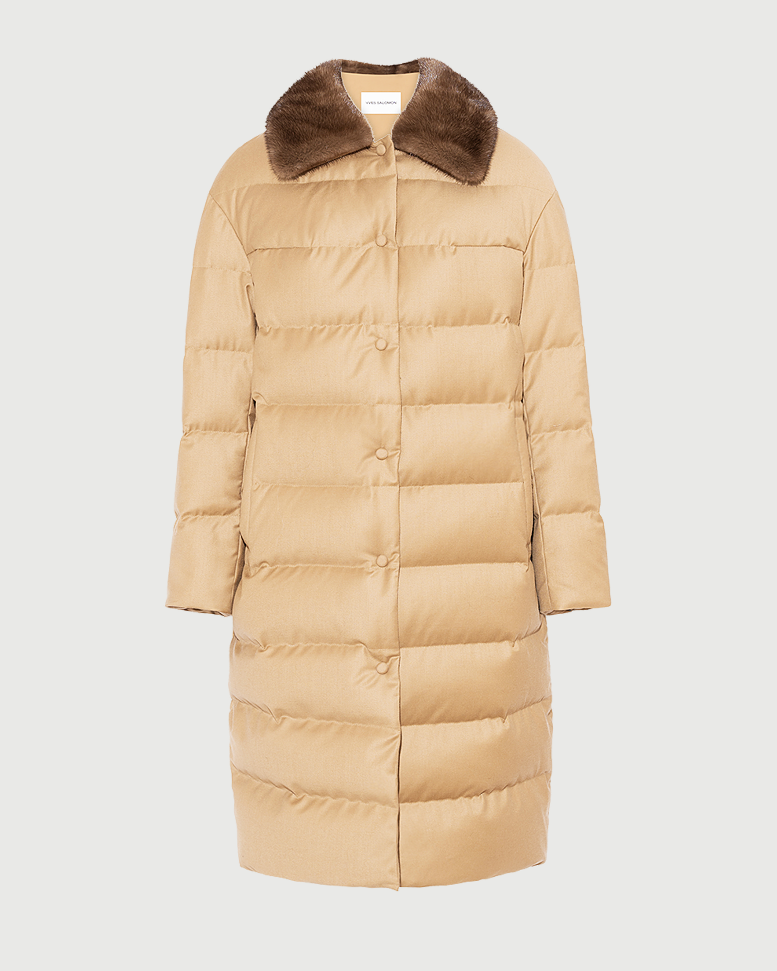Long down jacket in Loro Piana fabric with detachable mink fur collar - Yves Salomon - New Fall Winter Collection